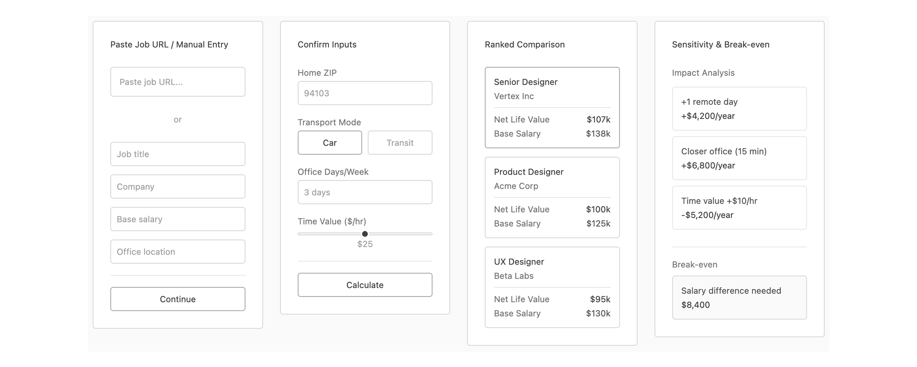 CompLens Interaction Wireframes